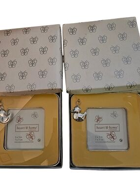 Heart & Home Yellow Square Nursery Picture Frame with Silver Duck Charm Set Of 2